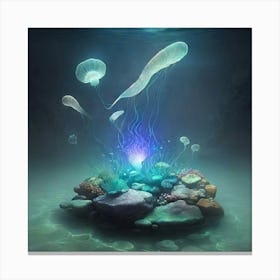 Jellyfish In The Sea Canvas Print