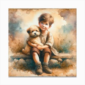 Little Boy With Dog 1 Canvas Print