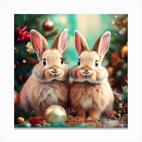 Firefly Adorable Christmas Bunnies In Festive Pastel Charm 8936 (2) Canvas Print