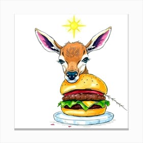 A Hand Drawn Color Sketchnote Of A Doe Eating A Burger, Ethereal Spiritual Vibe, Light Aura, And Mystical Feeling Toile