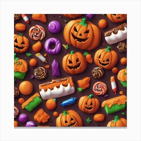 Halloween Candy Seamless Pattern 2 Canvas Print