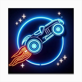 Neon Rocket Car Canvas Print