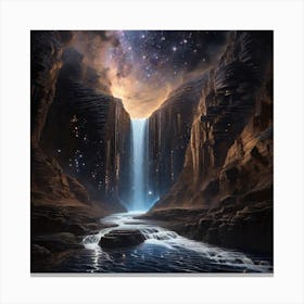 Waterfall In The Night Sky Canvas Print