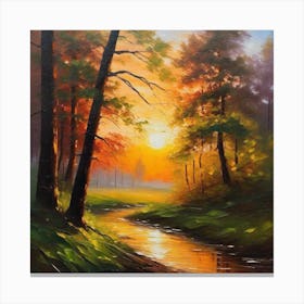 Sunset In The Forest 52 Canvas Print