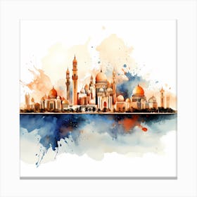 Abu Dhabi Skyline Watercolor Painting 1 Canvas Print