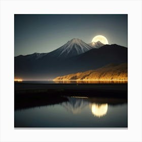 Full Moon Over Lake Fuji Canvas Print