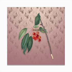 Vintage Cherry Botanical on Dusty Pink Pattern Canvas Print