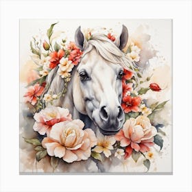 Horse With Flowers 6 Canvas Print