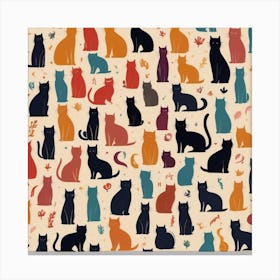 Seamless Pattern Of Cats Canvas Print