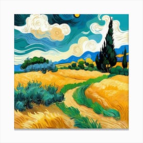 Default A Wheatfield With Cypresses Vincent Van Gogh Art 1 Canvas Print