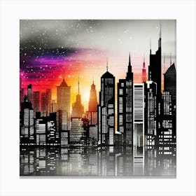 Cityscape At Sunset Canvas Print