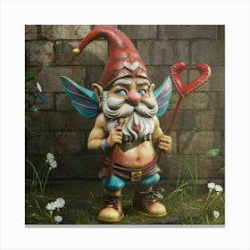 Cupid Gnome Holding A Heart Arrow Canvas Print