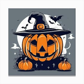 halloween pumpkin with hat 1 Canvas Print