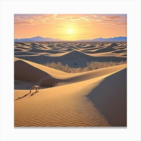 Rolling Sand At Sunrise Cubism Style Canvas Print