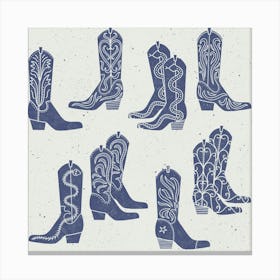 Cowboy Boots Lino Block Print Canvas Print
