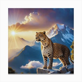 Leopard In The Mountains Canvas Print