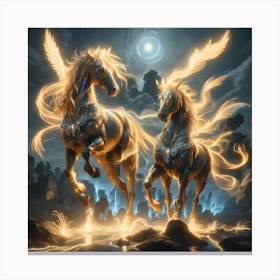 Two Horses In Flames Canvas Print