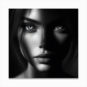 Black And White Portrait Of A Woman 15 Canvas Print