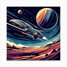 Retro Spaceship In Space Canvas Print