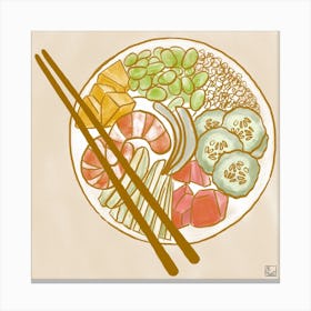 Poke Bowl Square Canvas Print