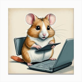 Hamster With Laptop 1 Canvas Print