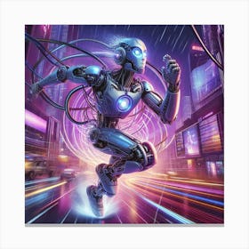 Robot Running In The City 2 Canvas Print