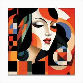 Cubism Shapes Asian Woman 01 Canvas Print