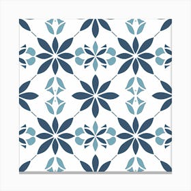 Blue And White Floral Pattern Canvas Print