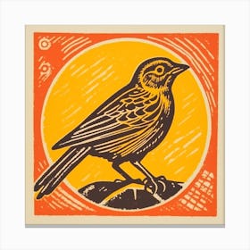 Retro Bird Lithograph Yellowhammer 4 Canvas Print