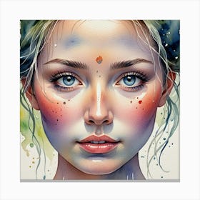 Watercolor Of A Girl 6 Canvas Print