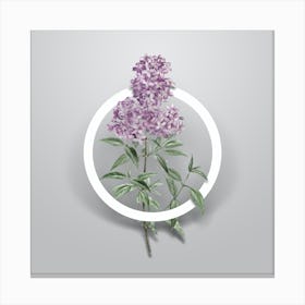 Vintage Persian Lilac Minimalist Floral Geometric Circle on Soft Gray n.0326 Canvas Print