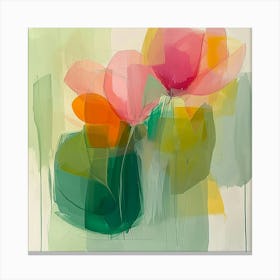 A floral abstract green square Canvas Print