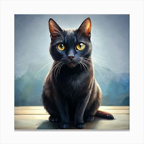 Black Cat With Striking Yellow Eyes Canvas Print