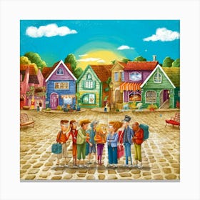 A Vibrant And Whimsical Illustration Of A Quaint V Iosggsd7tt Ckdq6sgxj2w Ogng8 Owqqeezchgsgpo1w Canvas Print