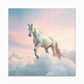 White Horse In The Clouds 3 Canvas Print