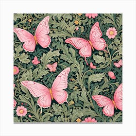 Pink Butterflies william morris inspired art Canvas Print