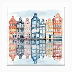 Watercolor Houses In Amsterdam Canvas Print