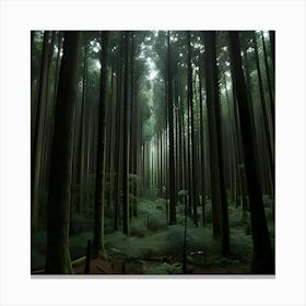 A Deep Forest Where The Trees Are So Densely Packed Together That Barely Any Sunlight Can Reach The Ground 2 Canvas Print