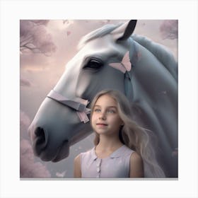 Girl And A Horse 9 Canvas Print