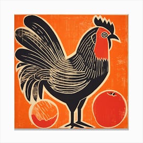 Retro Bird Lithograph Chicken 7 Canvas Print