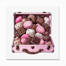 Chocolates In A Pink Suitcase Canvas Print