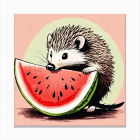 Hedgehog Eating Watermelon Canvas Print