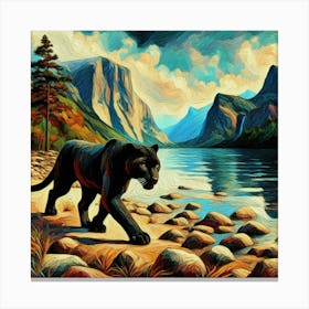 Black Panther By The Lake Leinwandbild