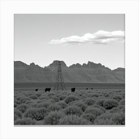 Cattle Grazing In The Desert Canvas Print