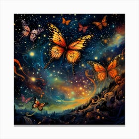 Butterflies In The Night Sky 1 Canvas Print