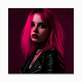 Punk Girl With Pink Hair Canvas Print