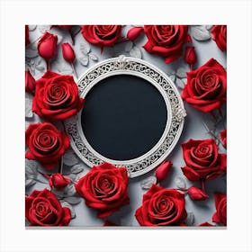 Frame With Red Roses 4 Canvas Print