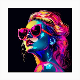 Colorful Girl In Sunglasses Canvas Print