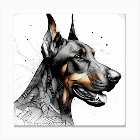 Doberman Head - Abstract Line Art Illustration 49 Canvas Print