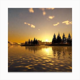 Sunset Over Lake 8 Canvas Print